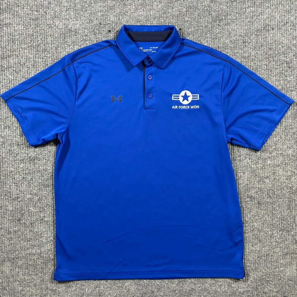 Under Armour HeatGear Mens Polo Shirt Size XL Blue Loose Fit‎ Short Sleeve